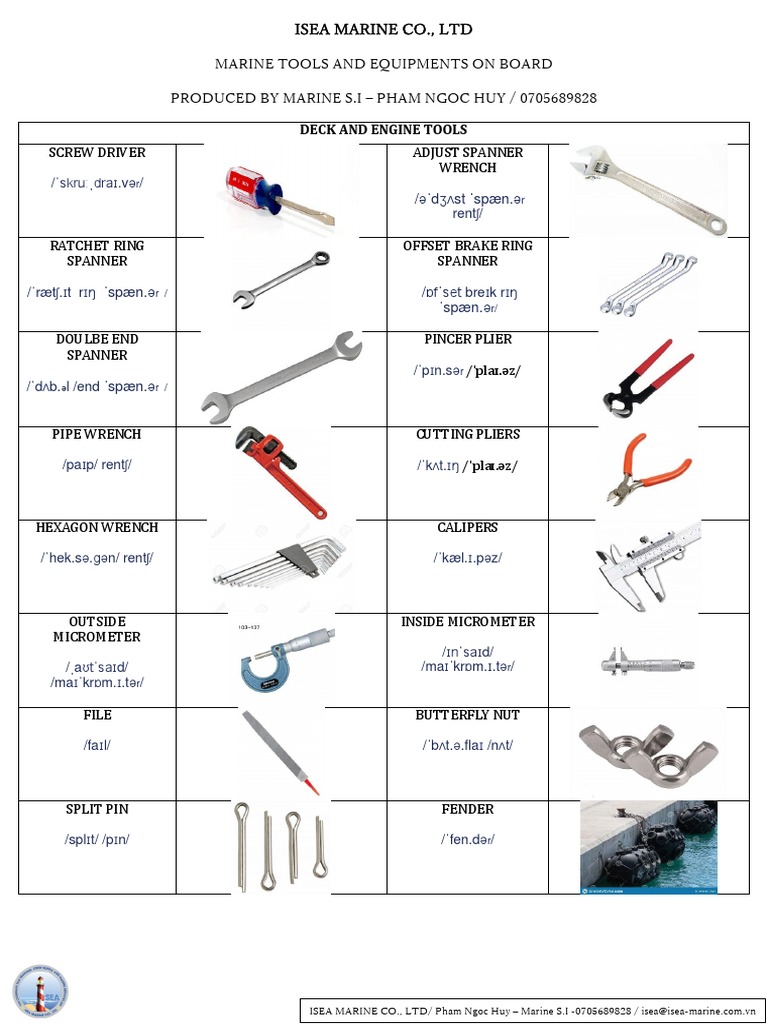 Marine Tools and Equipments On Board, PDF, Tools