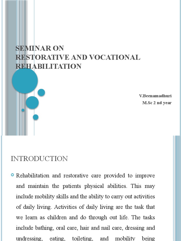 Restorative and Vocational Rehabilitation | PDF | Physical Therapy ...
