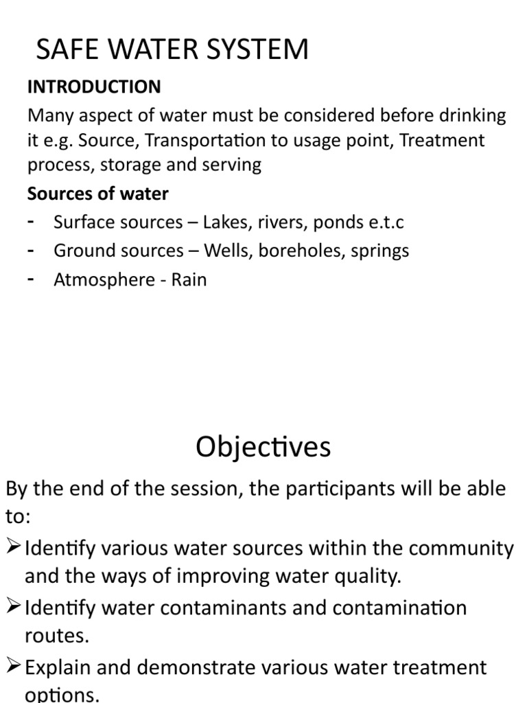 Safe Water System 2 PDF Water Pollution Water