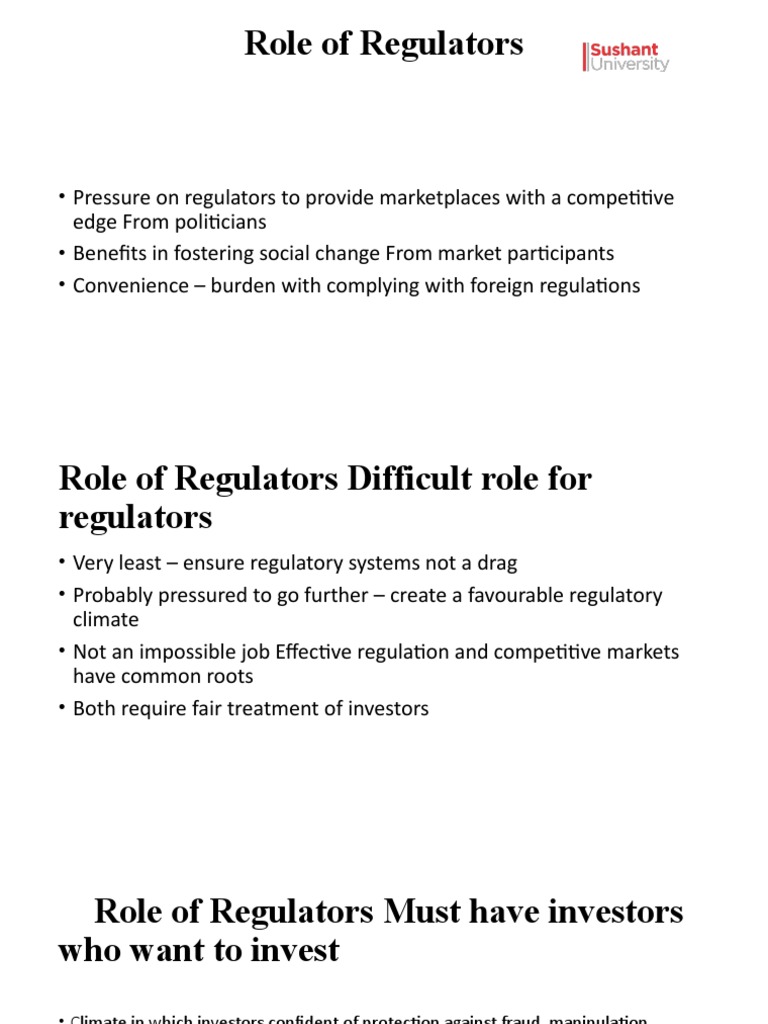 Role of Regulators PDF