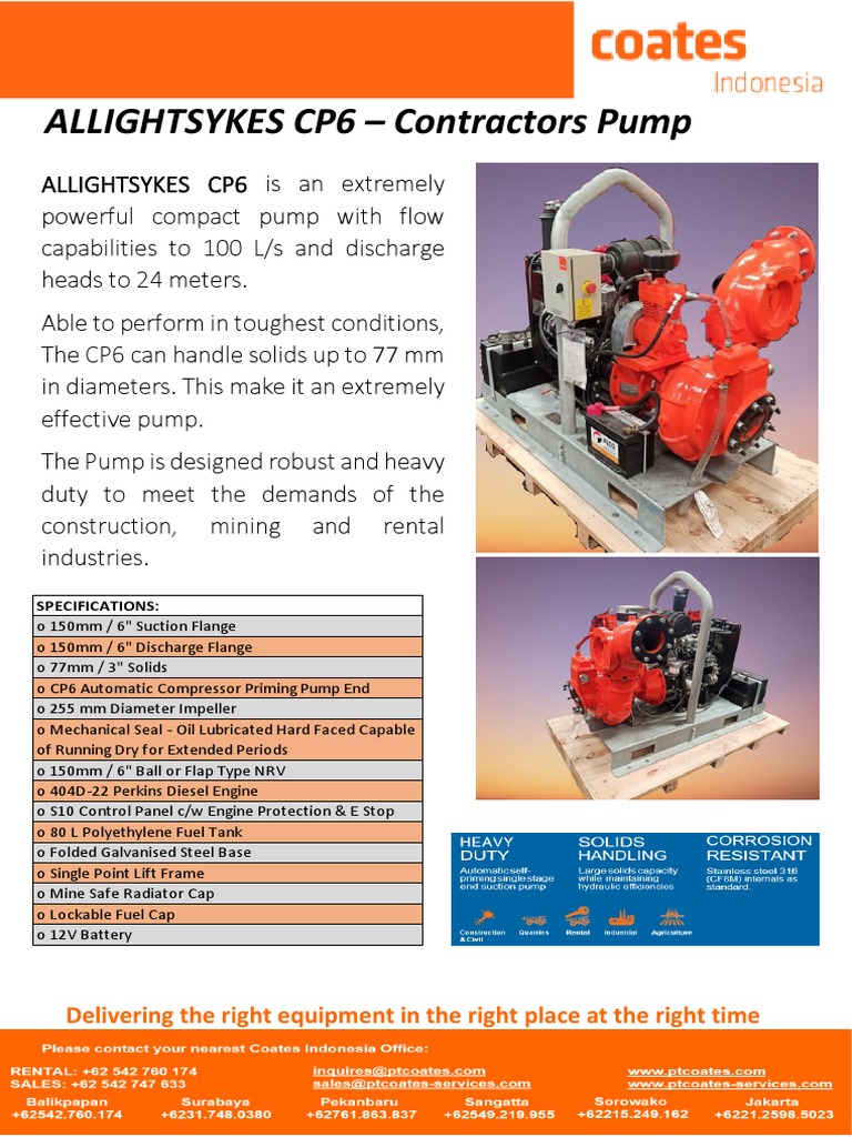 AllightSykes CP6 Contractor Pump Specs | PDF | Technology & Engineering