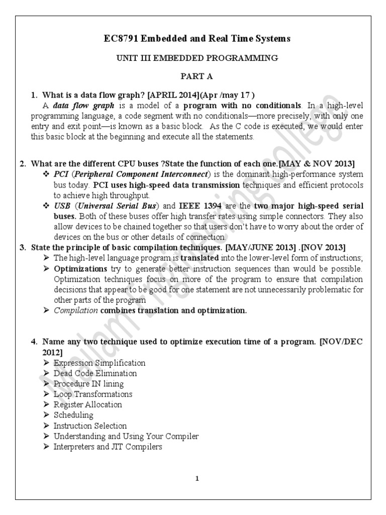 ERTS Unit 3 Download Free PDF Random Access Memory Assembly Language