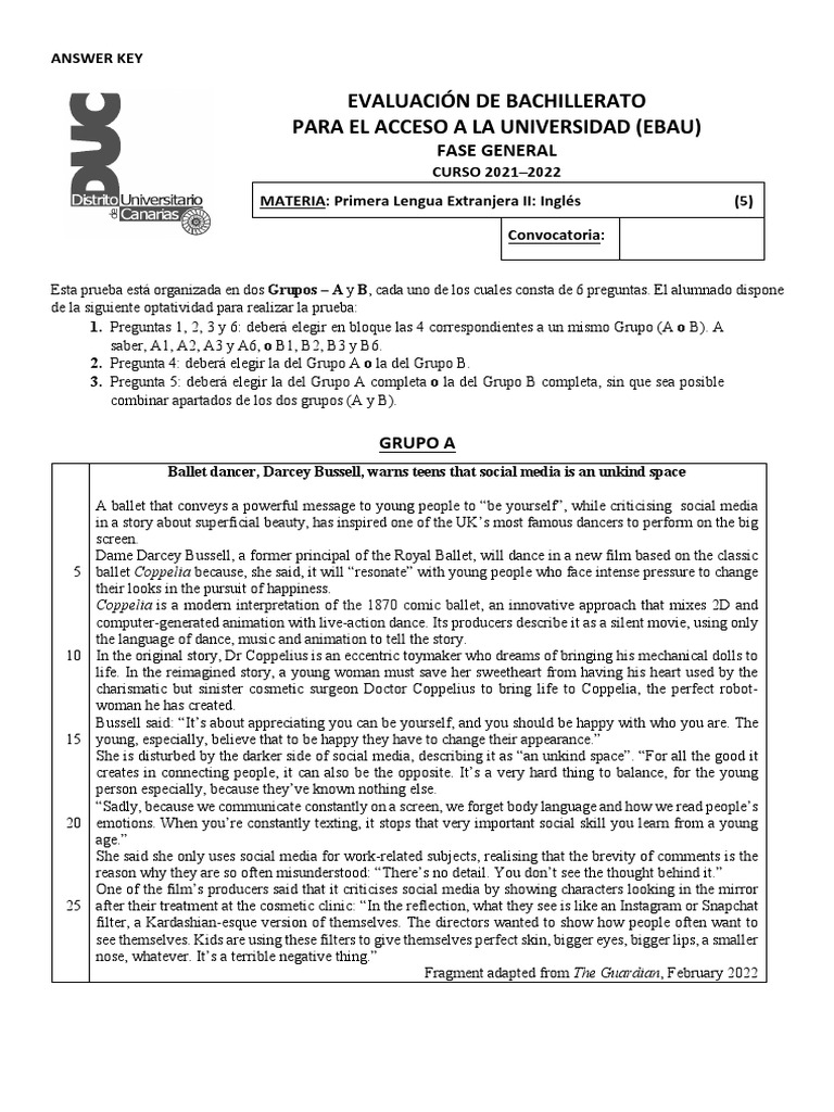 Examen Resuelto Ingles Ebau Julio 22 Download Free Pdf Pandemic