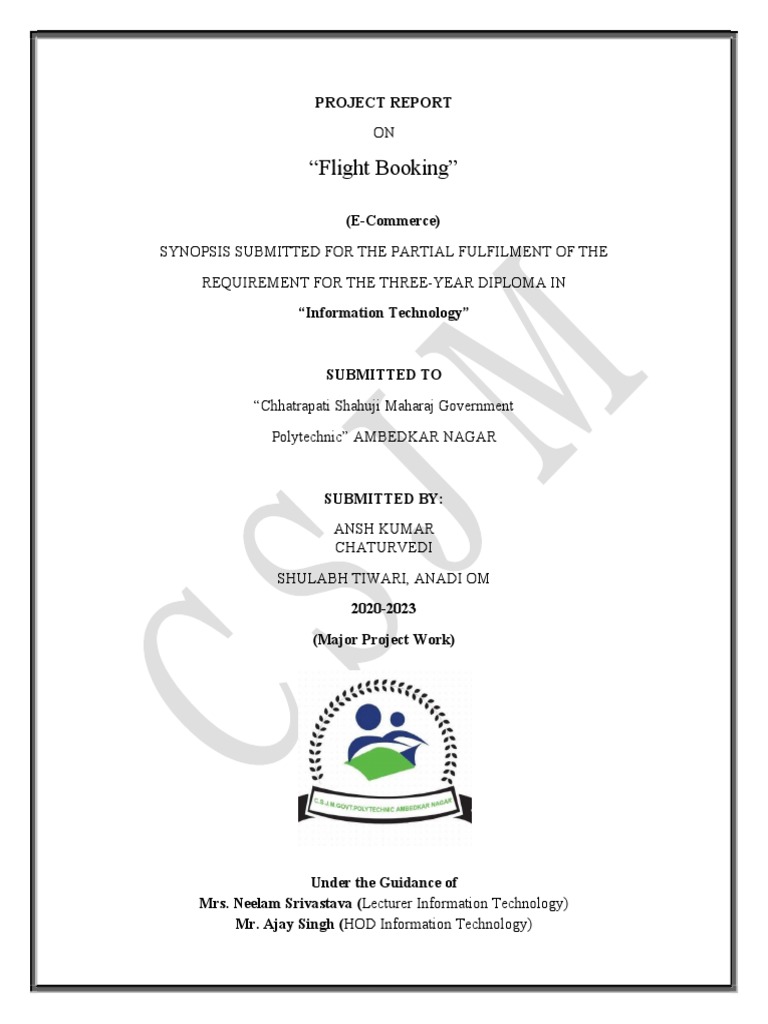 Online Flight Booking System Project Report | PDF | Php | Dynamic Web Page