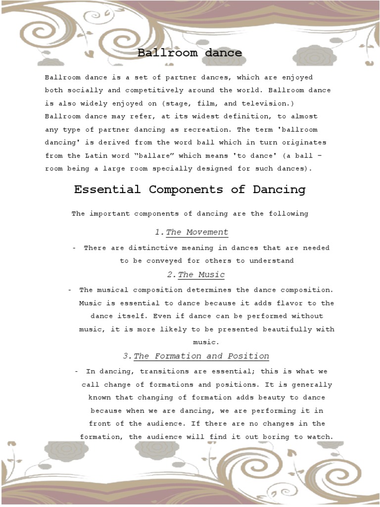 Ballroom Dance Essential Components of Dancing PDF