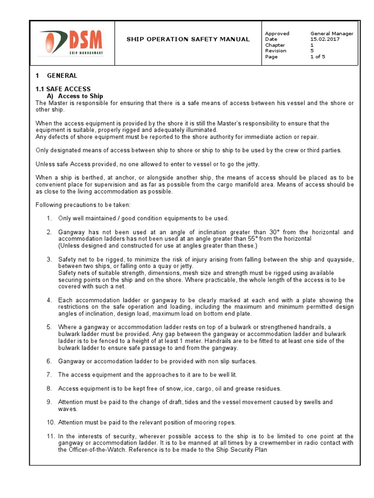 Ship Operation Safety Guidelines | PDF | Ships | Door