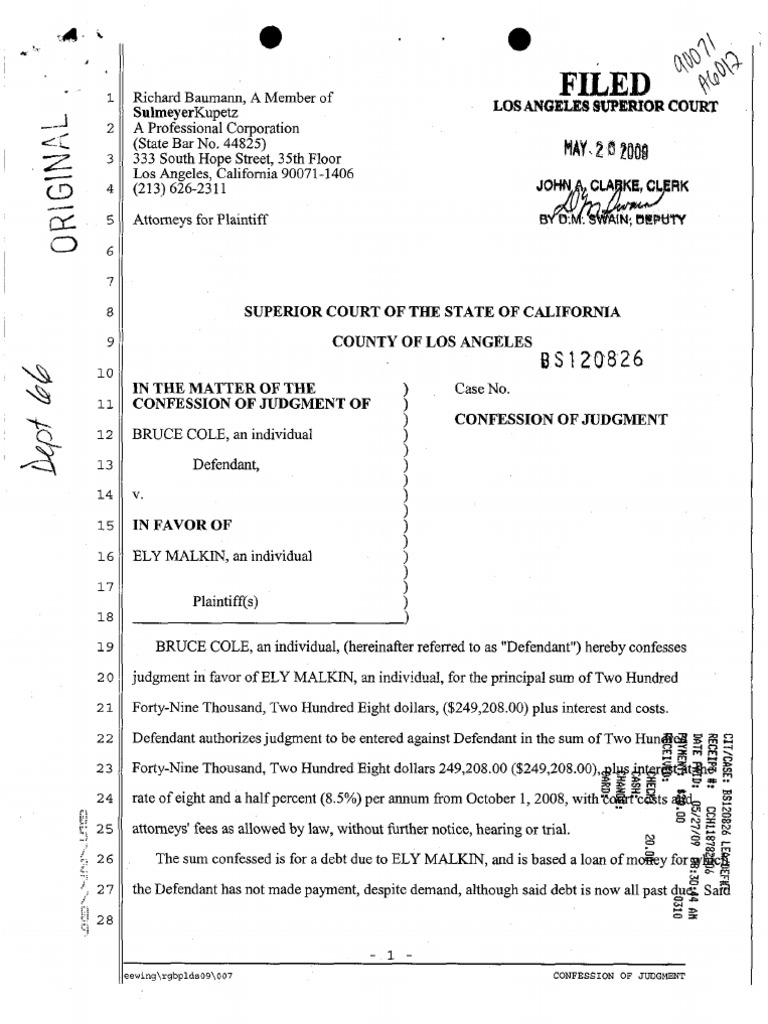 Cole-Confession of Judgment | PDF