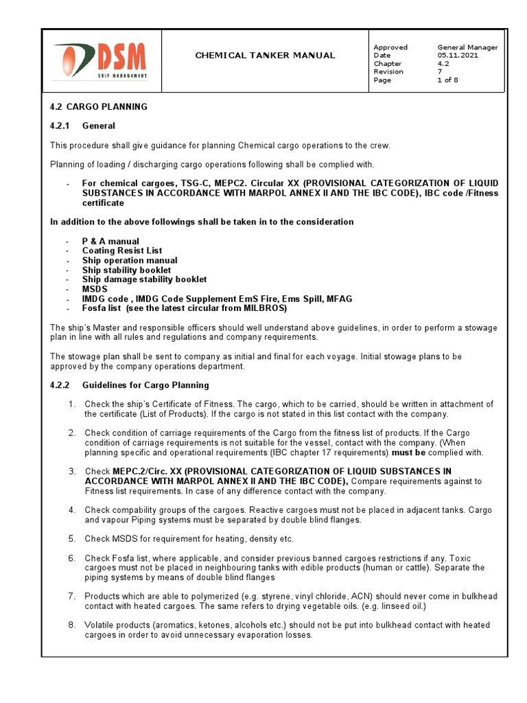 4 2 Cargo Planning Pdf Ships Oil Tanker