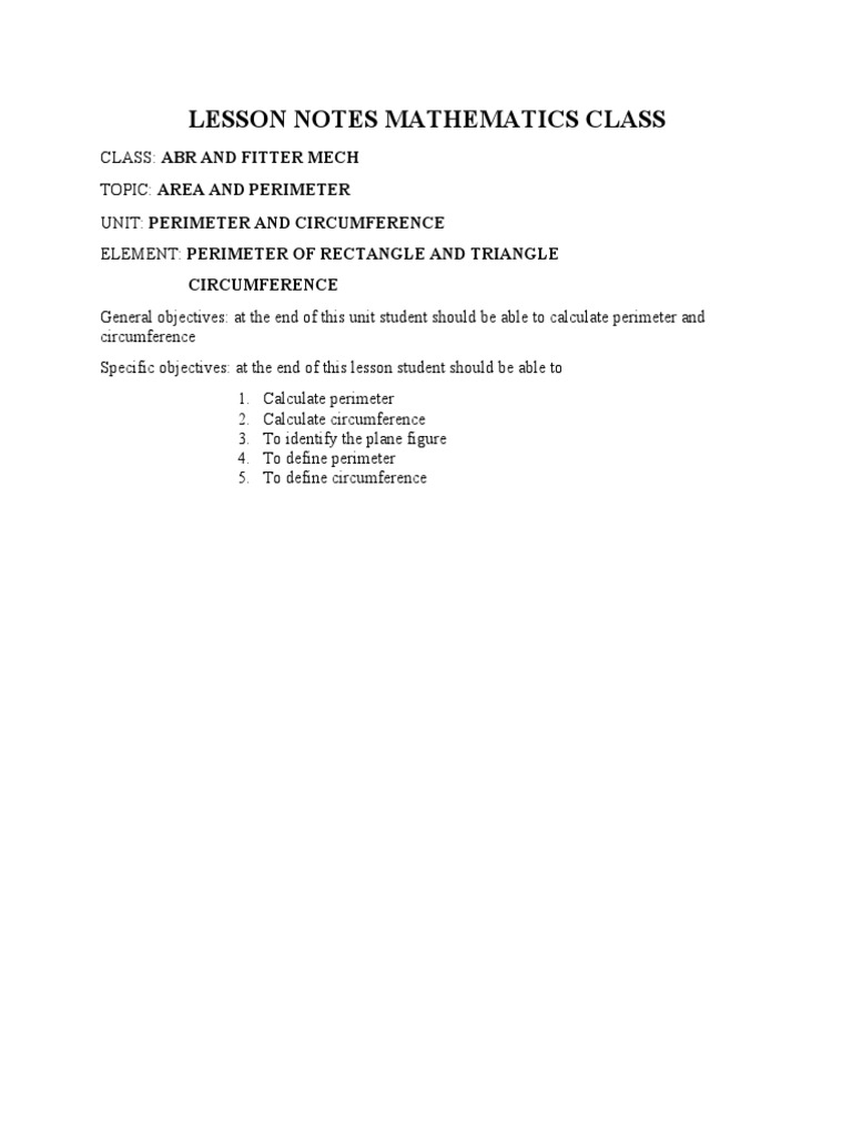 Lesson Notes | PDF