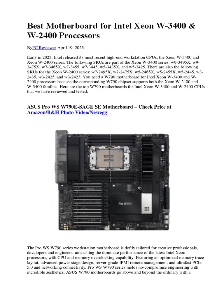 Best Motherboard For Intel Xeon W PDF Server Computing