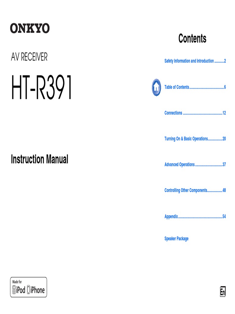 Manual onkyo hts3500 5 1 channel home theater system ht r391 pdf