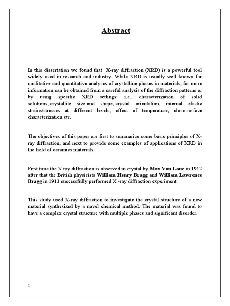 Dissertation on x ray diffraction pdf x ray crystallography x ray