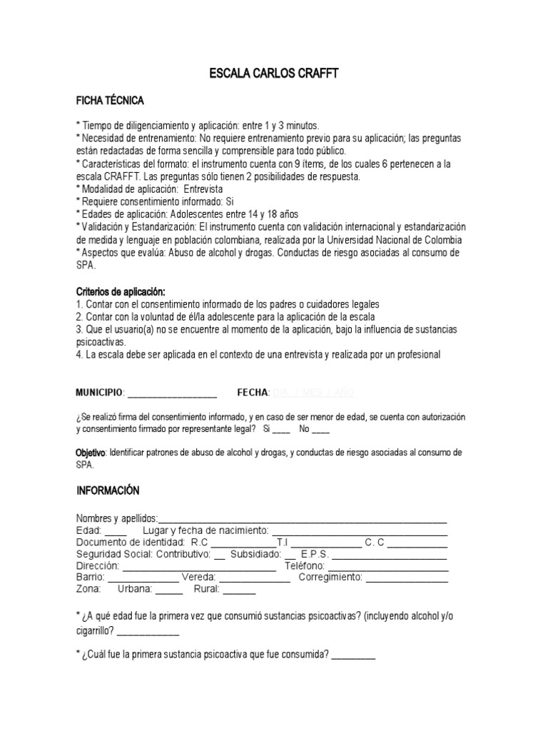 Escala CRAFFT para Adolescentes | PDF | Drogas | Drogas Psicoactivas