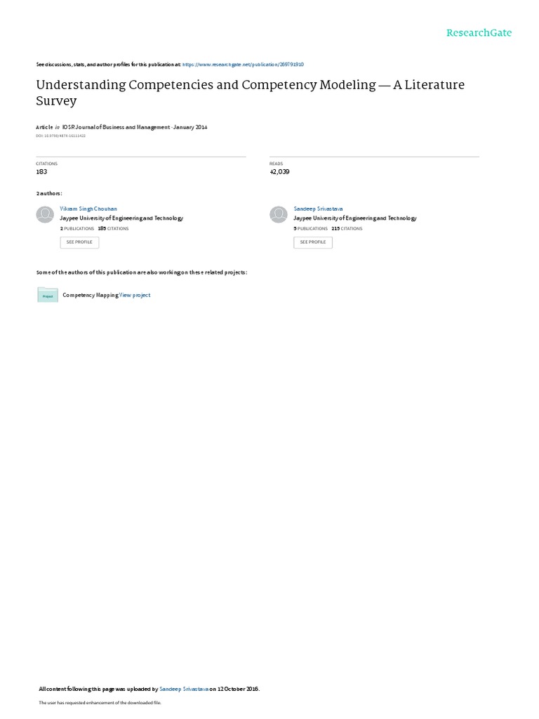 Understanding Competencies And Competency Modeling Pdf Competence
