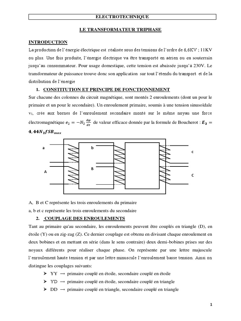 Couplage ZigZag du Transformateur Triphasé PDF Méthodes et — free download