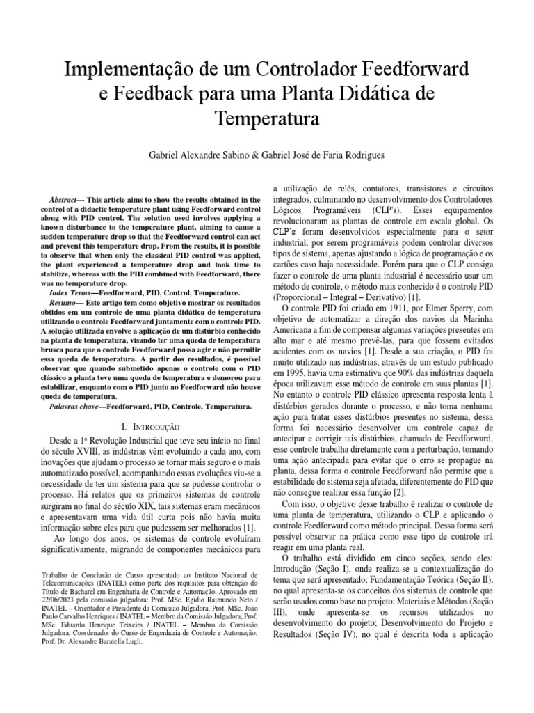 Controle Feedforward em Planta de Temperatura | PDF | Engenharia de ...