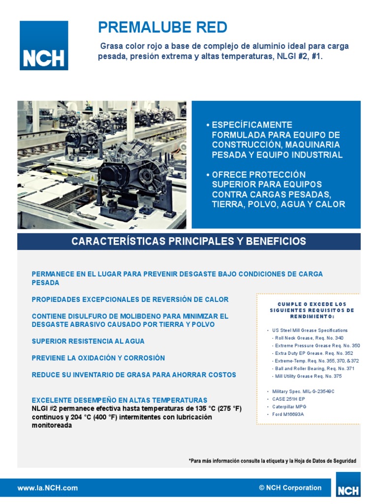 Ficha Tecnica La Premalube Red 2022 PDF Lubricante Química