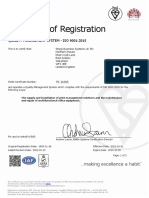 SBS UK ISO 9001 (QMS) Quality Management System Certificate