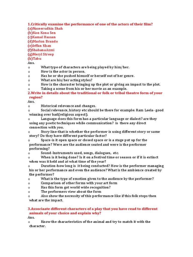 FTII Acting NOTES Qrs Forms PDF Emotions Plot (Narrative)