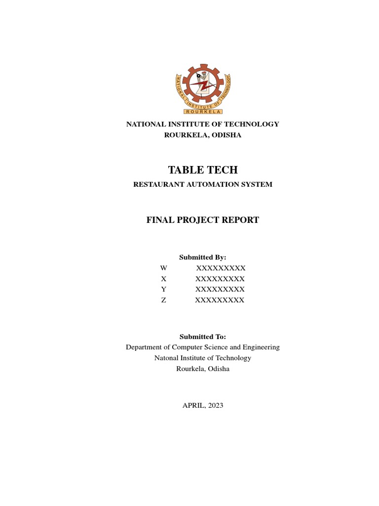 Restaurant Automation System Report | PDF | Databases | Point Of Sale