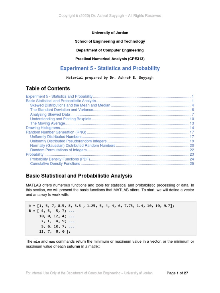 Experiment 5 - Statistics and Probability | PDF | Quartile | Mathematics