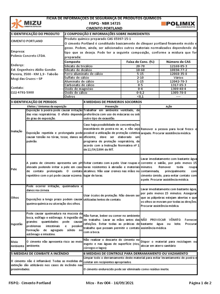 Cimento Mizu Cpiii 40 RS | PDF