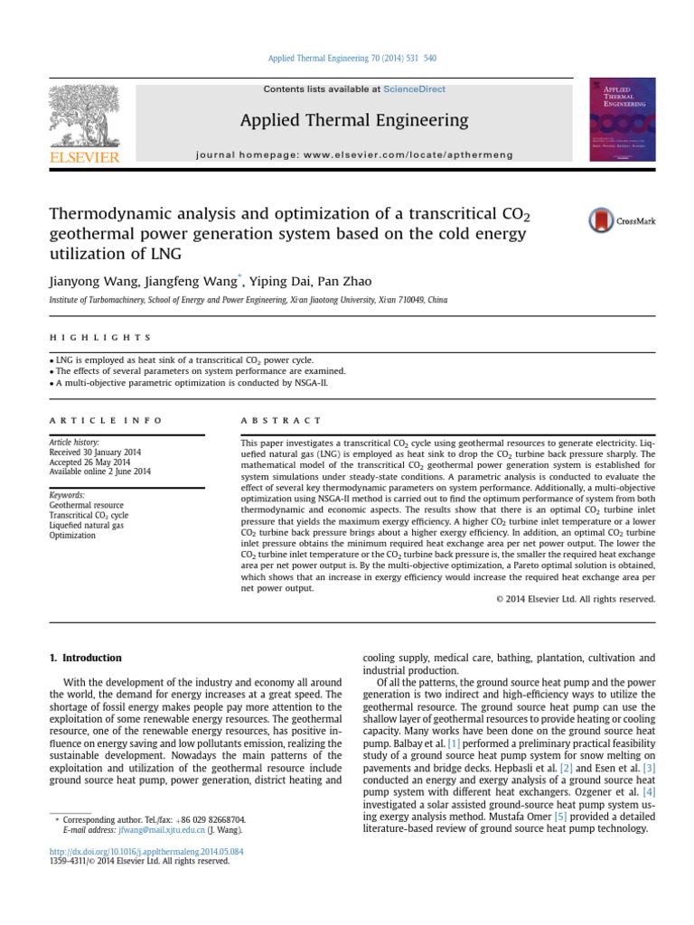 Thermodynamic Analysis and Optimization of A Transcritical CO2 ...