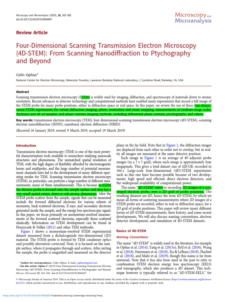Advances in 4D-STEM Techniques | PDF | Transmission Electron Microscopy ...