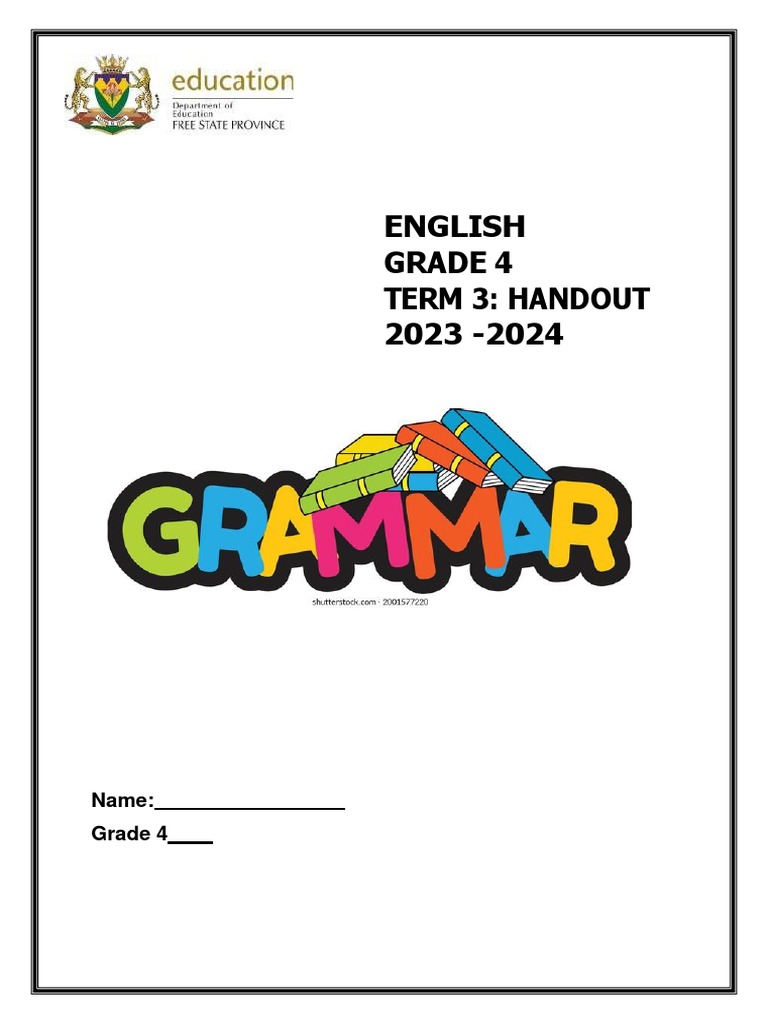 4 3 Grade 4 English Handout Term 3 2023 Pdf English Language Verb