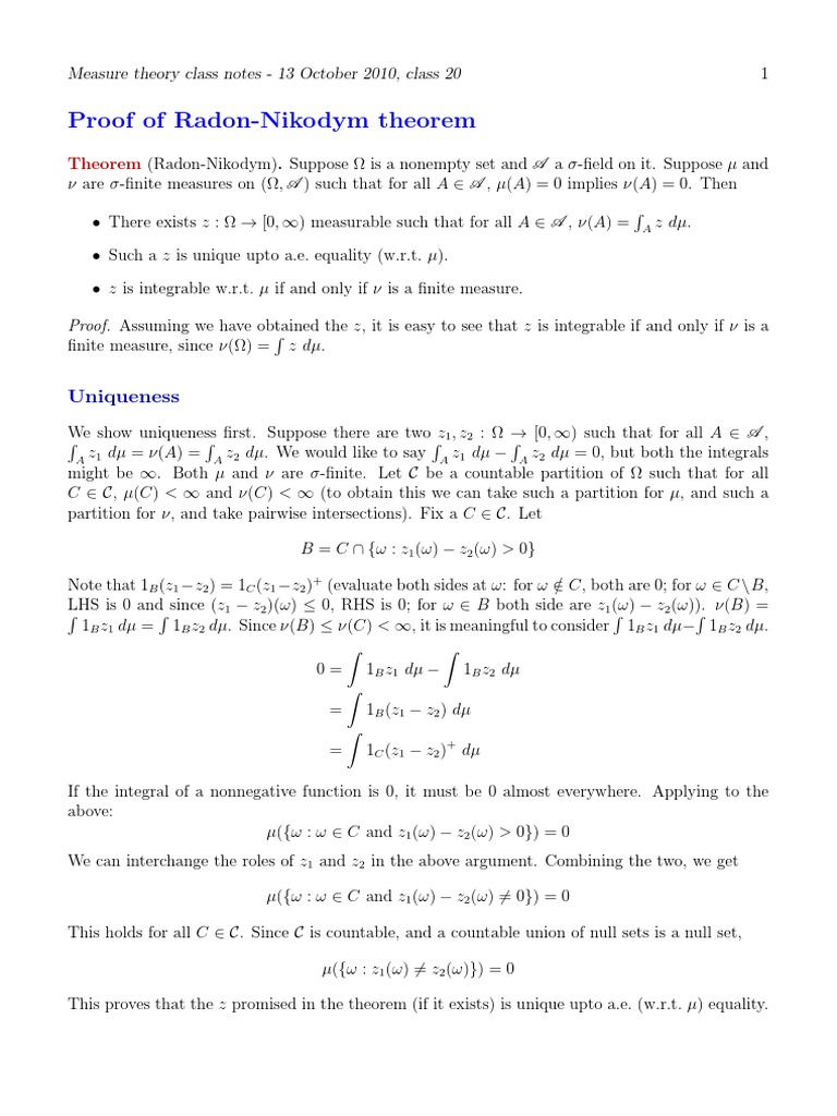 Radon Nikodym Proof: Radon Nikodym Formula – AOYU