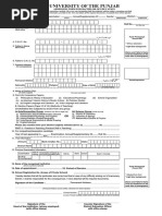 University of The Punjab: Admission Form For Bachelor of Education