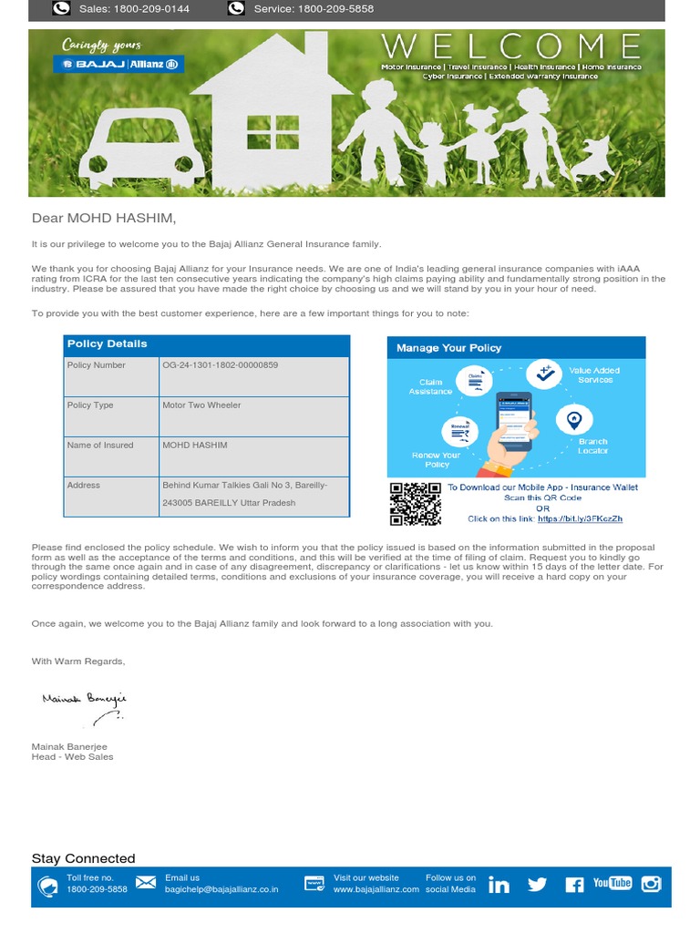 Welcome to Bajaj Allianz Insurance | PDF | Business | Finance & Money ...