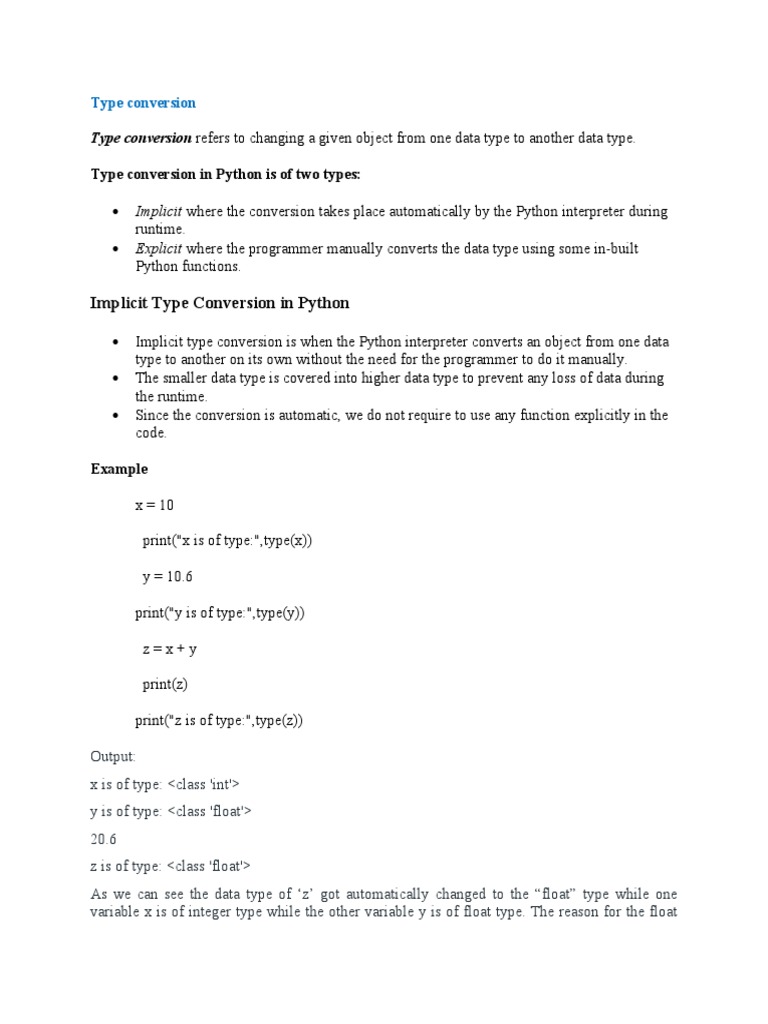 Type Conversion Python | PDF