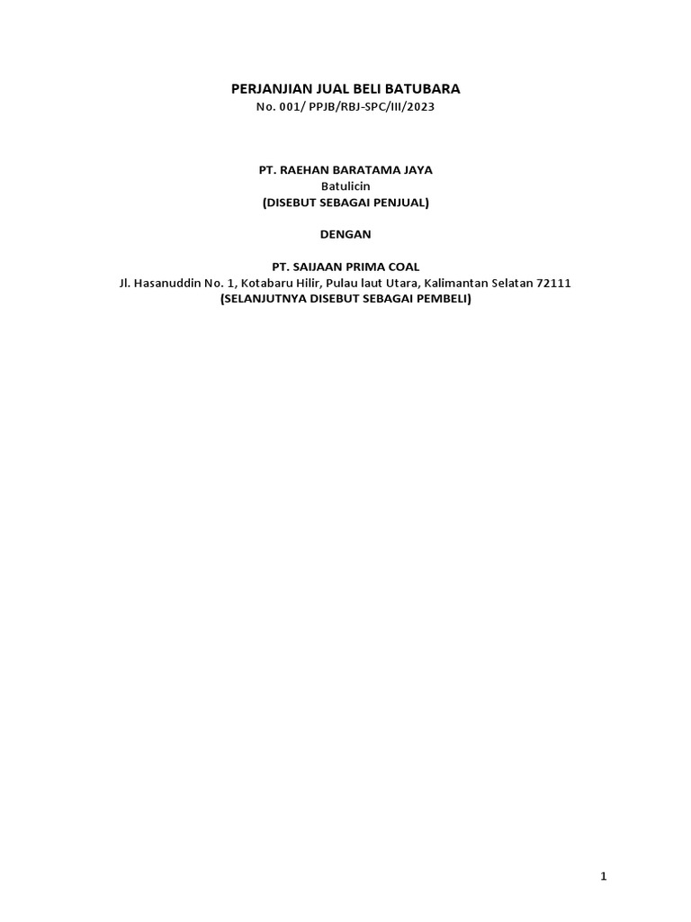 Draft PJBB - RBJ - SPC | PDF
