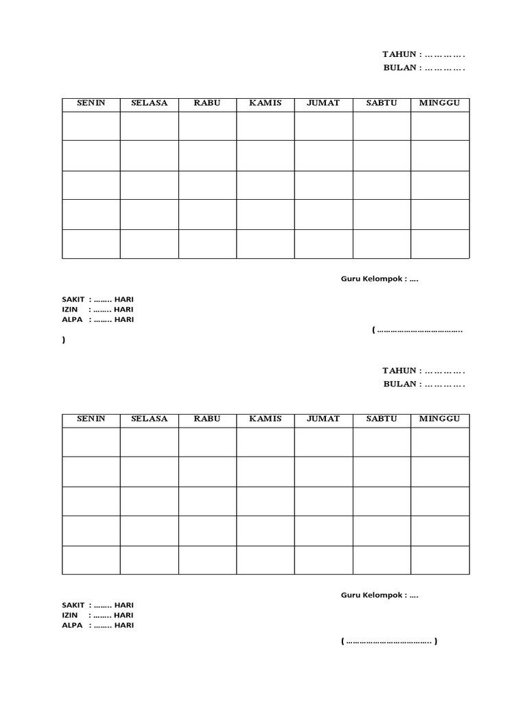 Tabel Kalender | PDF