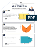 Folha de Atividades Calculando Dimensões de Figuras Ilustrado Azul Laranja e Amarelo