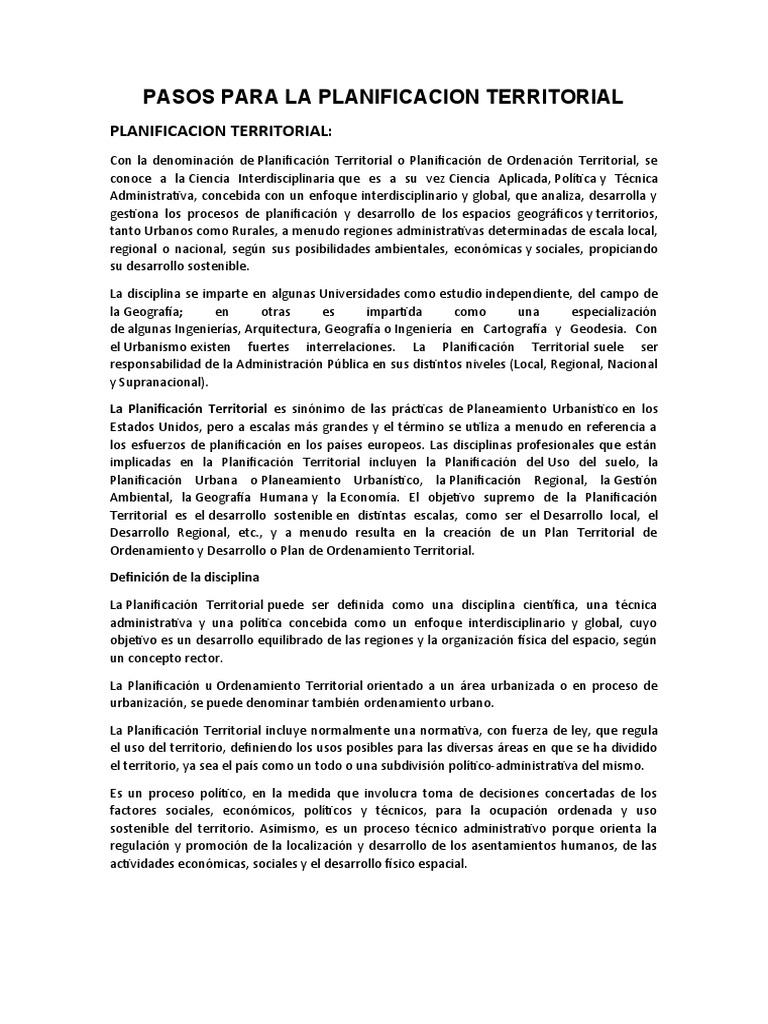 Pasos para La Planificacion Territorial | Descargar gratis PDF ...