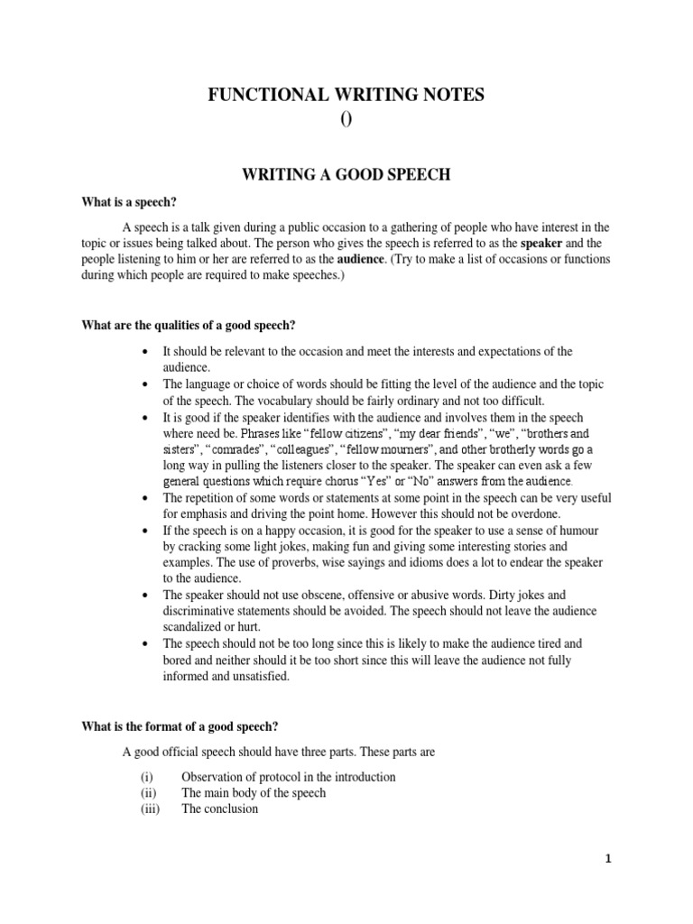Speech Writing Guidelines and Examples | PDF | Memorandum | Human ...