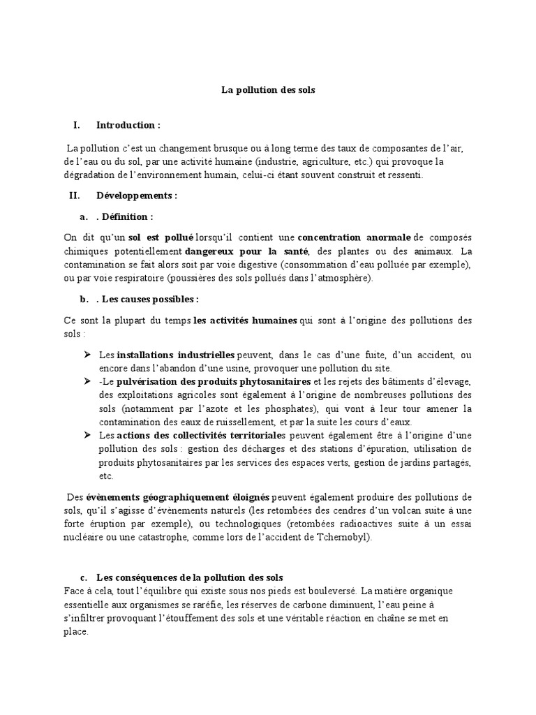 Causes et solutions de la pollution des sols | PDF | la pollution | Sol ...