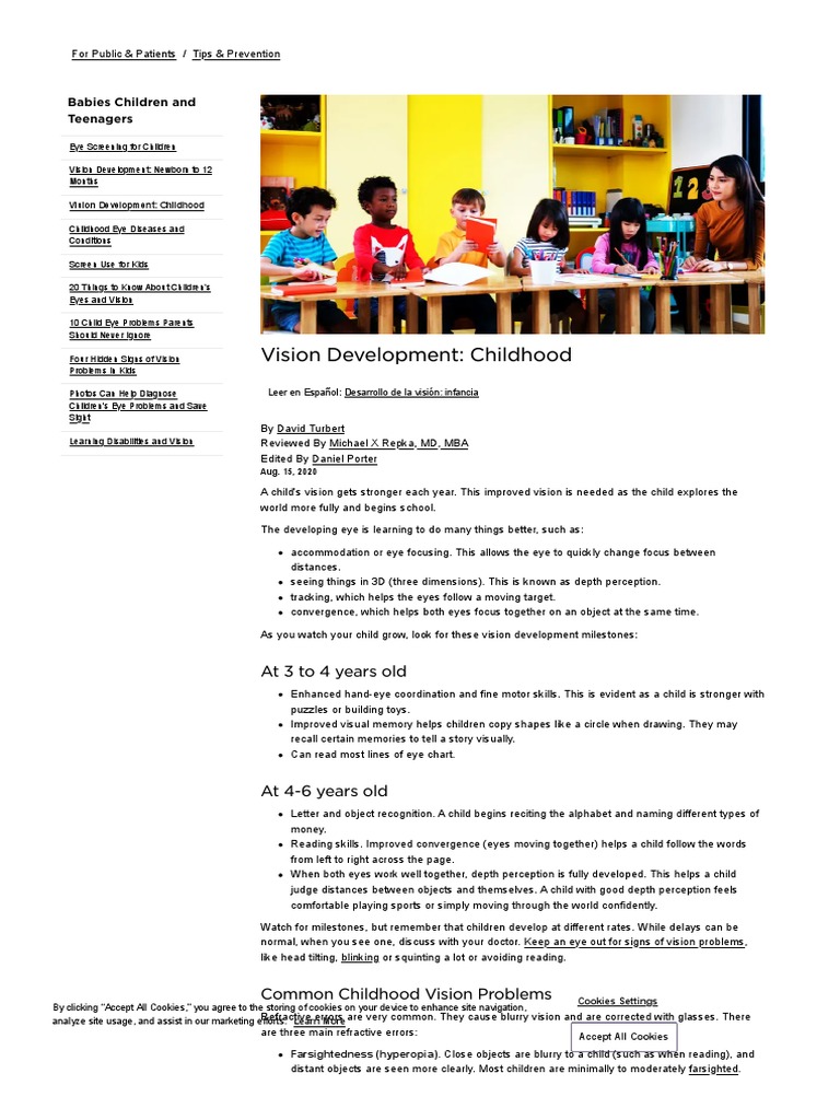 Vision Development Milestones for Kids | PDF | Visual Perception ...