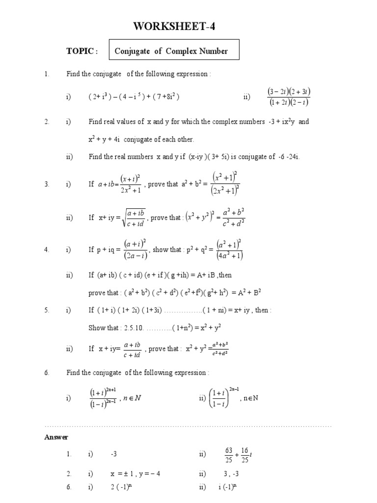 Complex Number Sheet-4,5 | PDF | Complex Number | Arithmetic