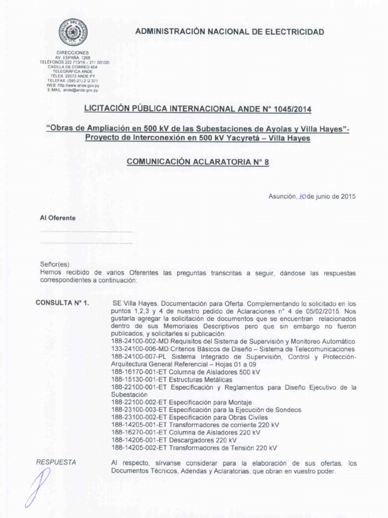 Comunicacion Aclaratoria Num8 Lpi 1045 1433967955983 | PDF