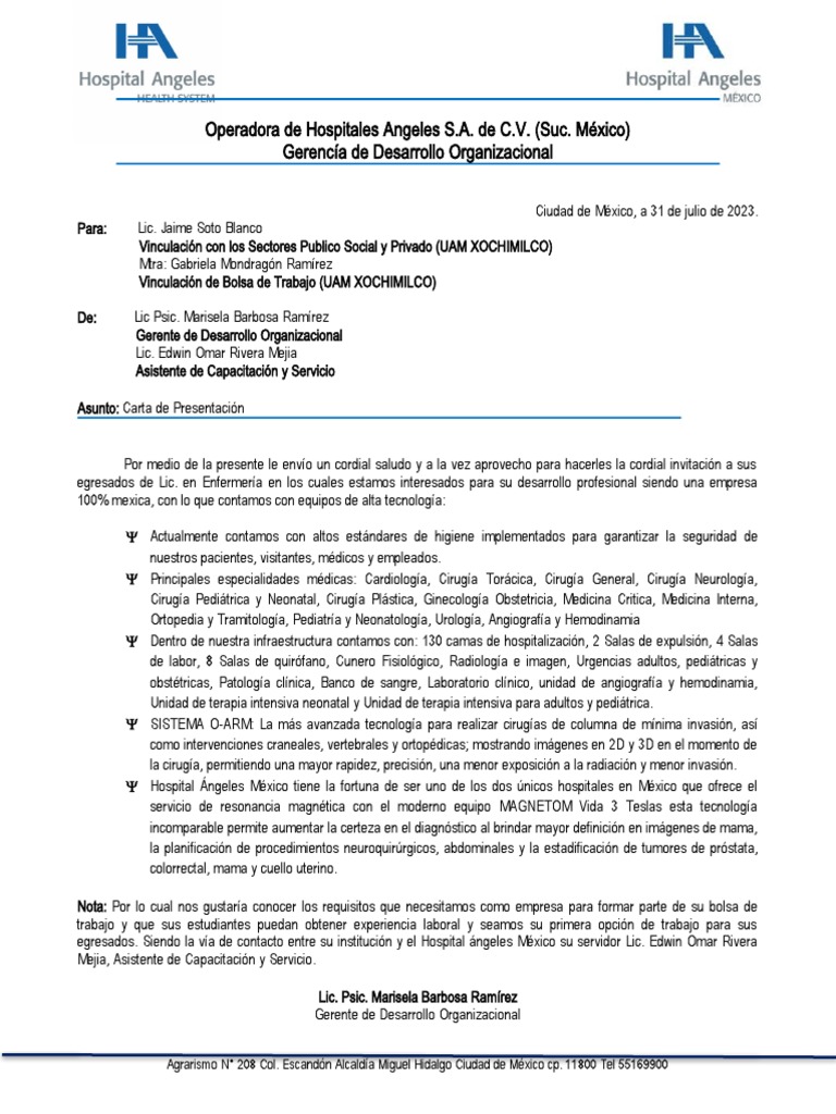 Memorandum Oha Machote | PDF | Hospital | Cirugía