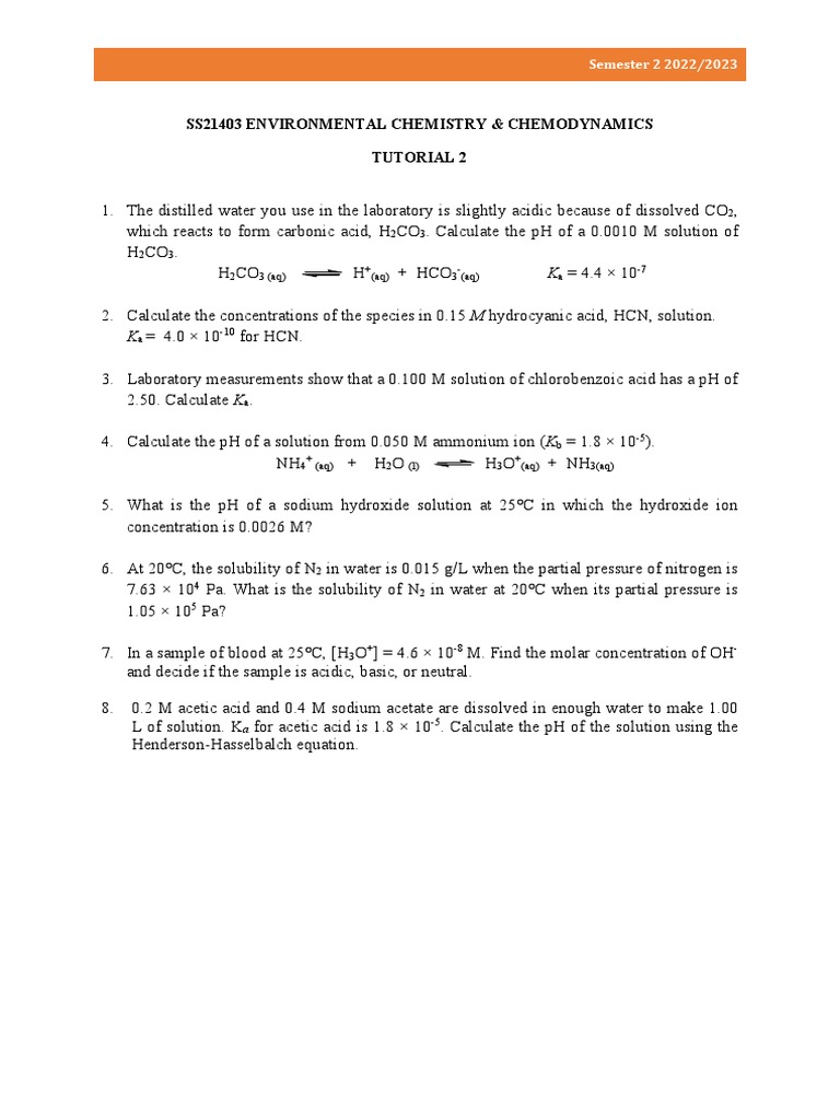 pH Calculation Tutorial for Chemistry | PDF