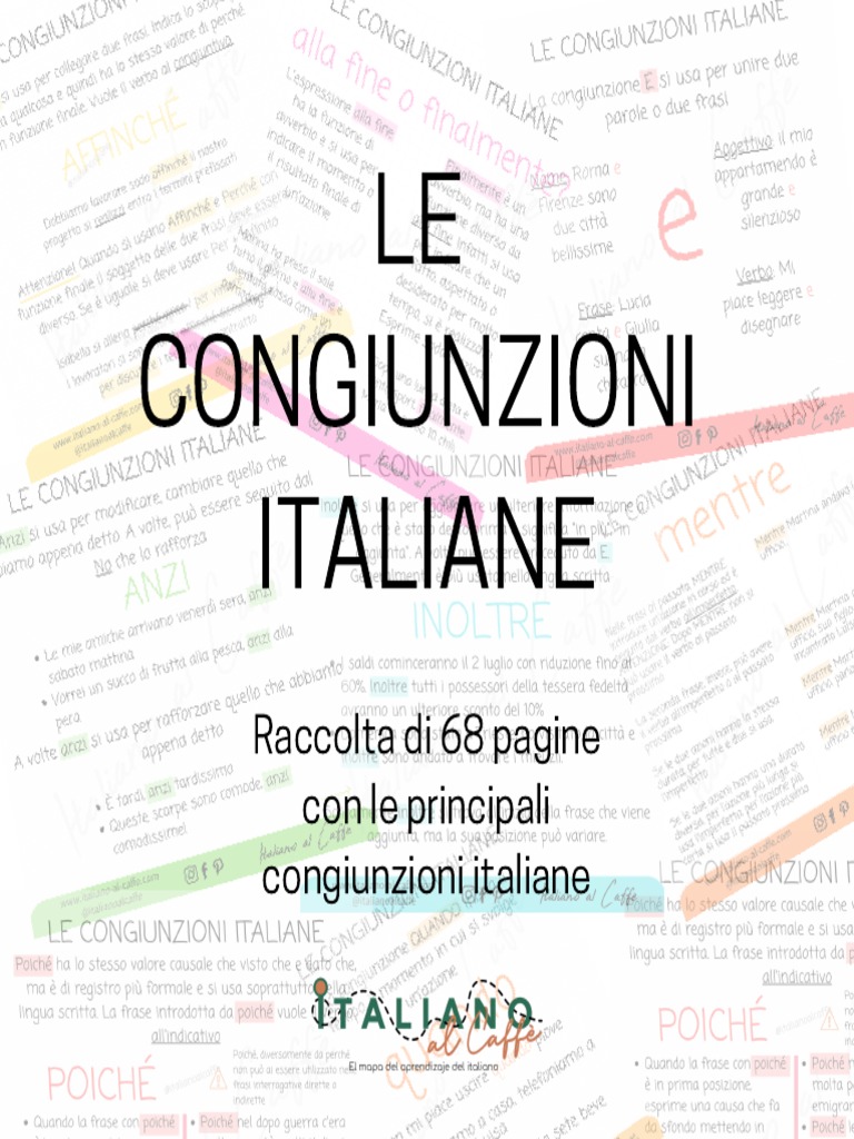 Le Congiunzioni Italiane - Schede Grammaticali | PDF