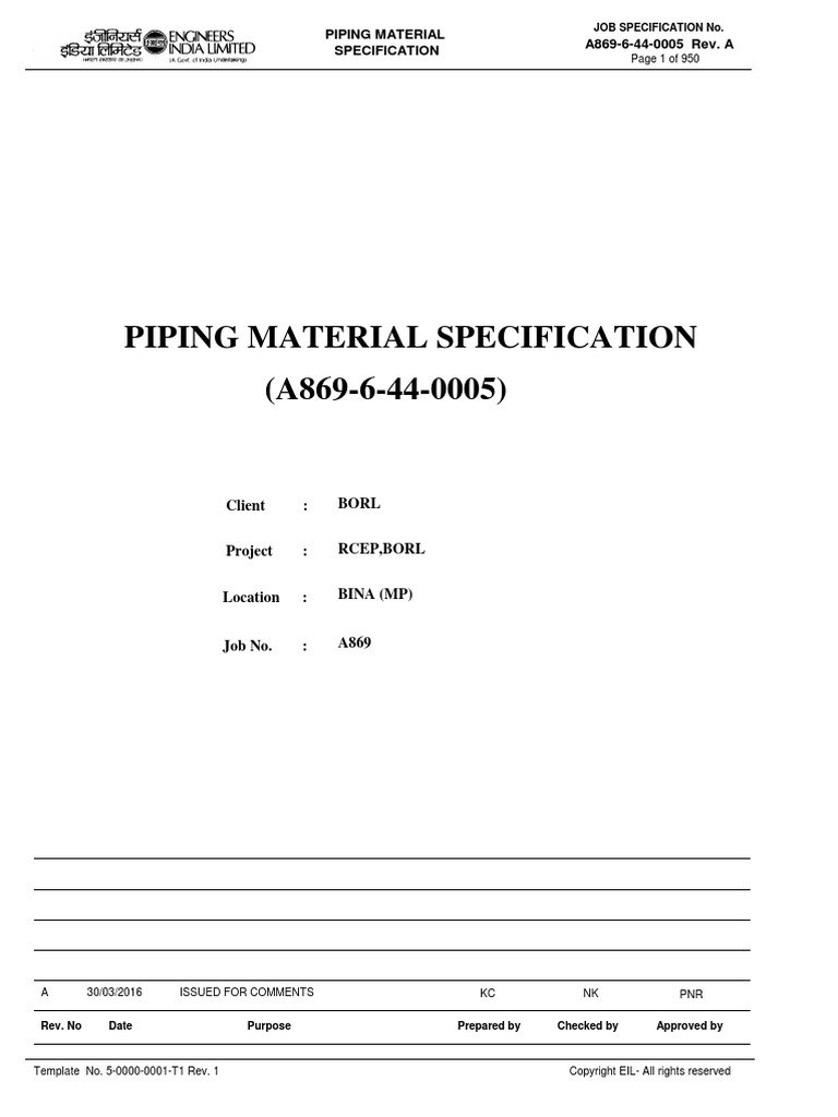 A869-6-44-0005 PMS For Revamp | PDF | Hydrocarbons | Steel