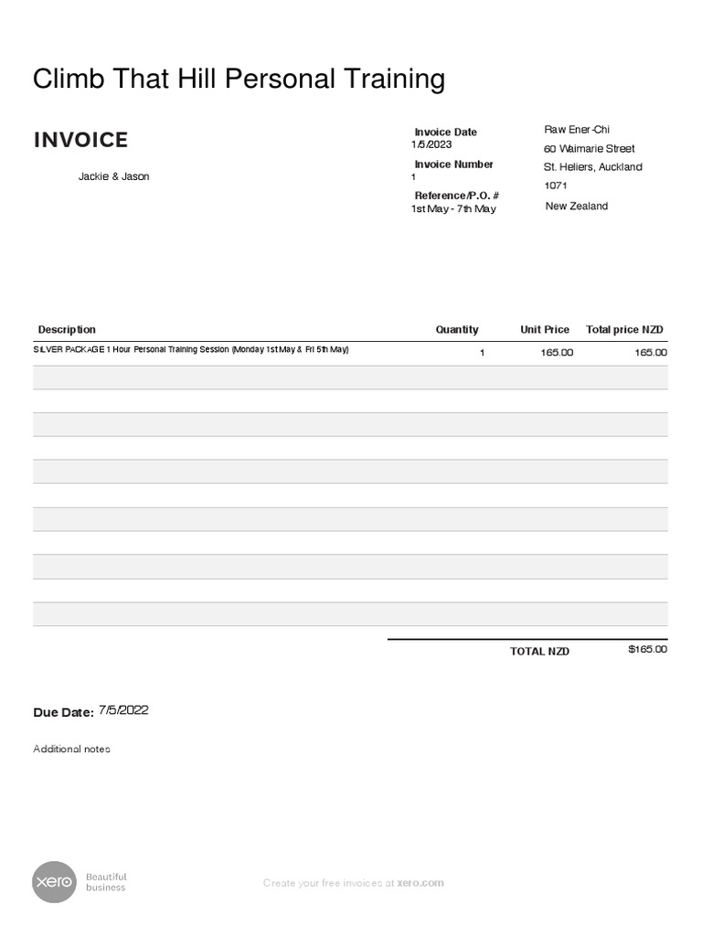 1:5:23 Invoice for Jason's First Week of Training | PDF