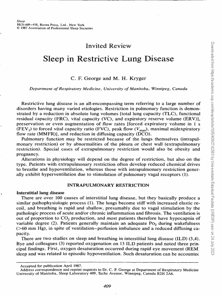 Sleep in Restrictive Lung Disease PDF
