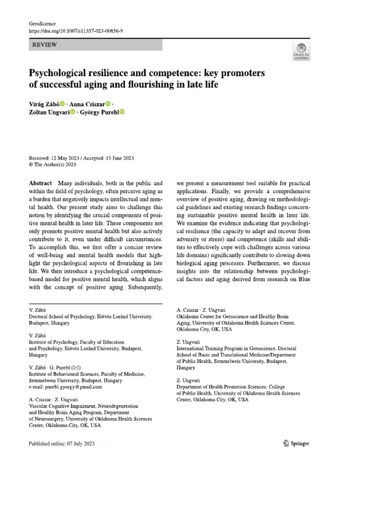 Psychological Resilience and Competence - Key Promoters | PDF